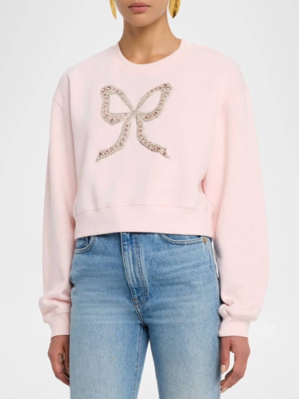 NWT LoveShackFancy Rylan Embellished Bow Pullover Wistful Pink S